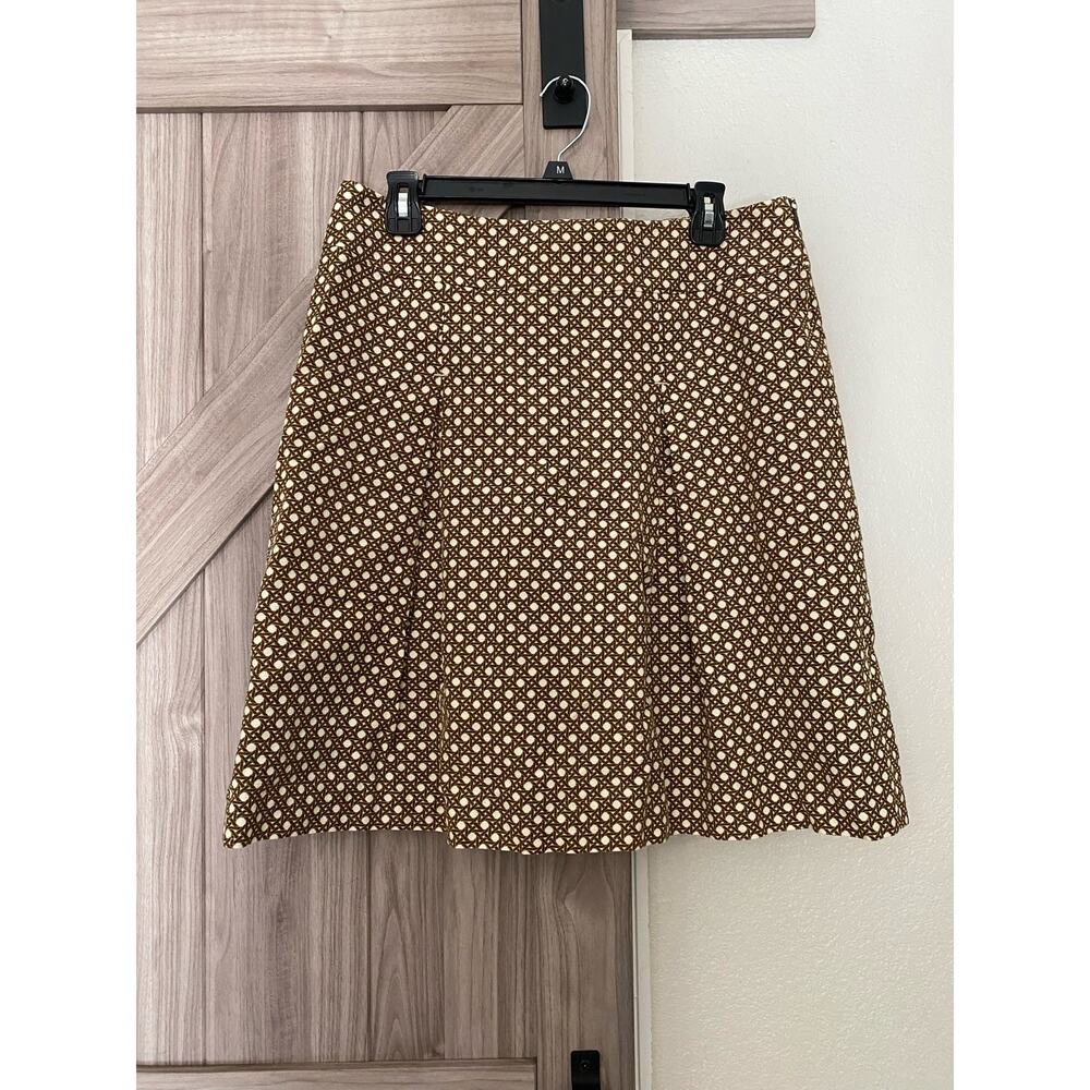 Talbots brown and cream pleated patterned skirt size 12